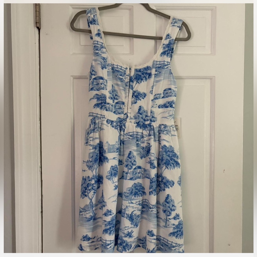 Blue and white A-line Dress